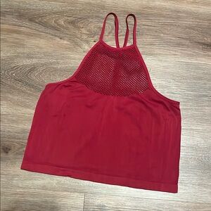 Forever 21 Red Mesh Crop Top
